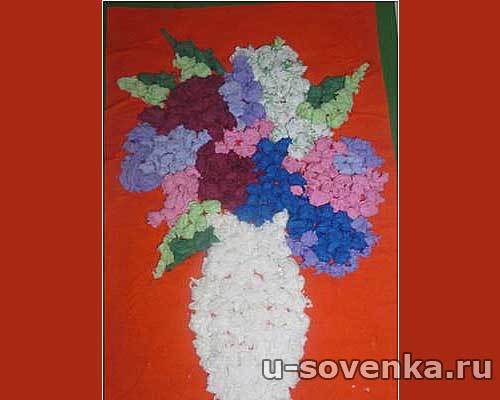 Букет цветов - из бумажных салфеток