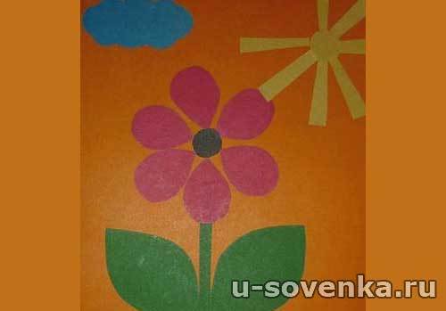 Цветок, аппликация из цветной бумаги